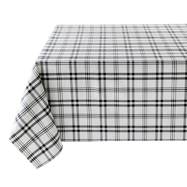 Black & White Thompson Plaid Tablecloth, 60x104