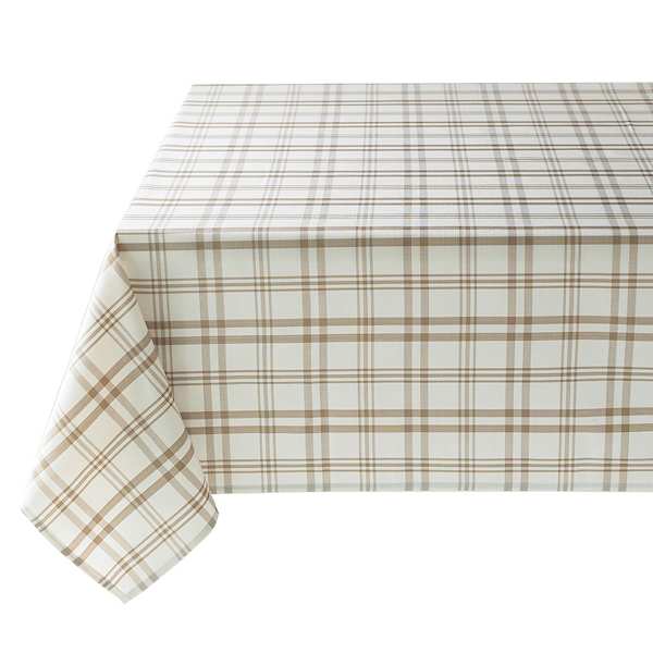 Taupe & Ivory Thompson Plaid Tablecloth, 60x84