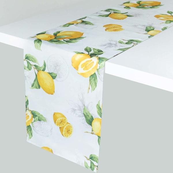 Yellow Lemon Print Table Runner, 14x108