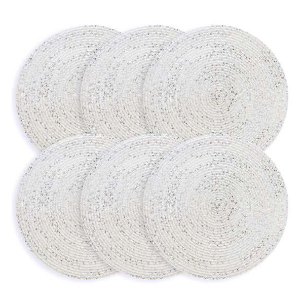 Set of 6 Dune Boucle Round Placemats, 15"