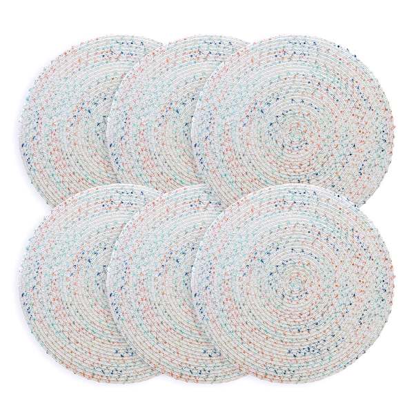 Set of 6 Lamer Boucle Round Placemats, 15"