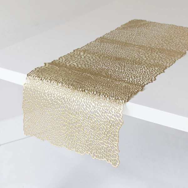 Gold Bloom Pressed Vinyl Centerpiece Table Runner, 14.3x36.6