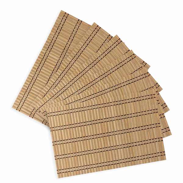 Set of 6 Brown Caribbean Bamboo Placemat, 12x18