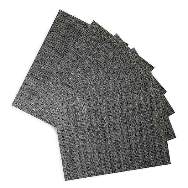 Set of 6 Meridiem Gunmetal Woven Vinyl Placemats, 13x18