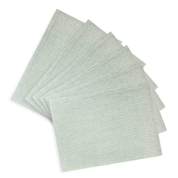 Set of 6 Rainner Sage Woven Vinyl Placemats, 13x18