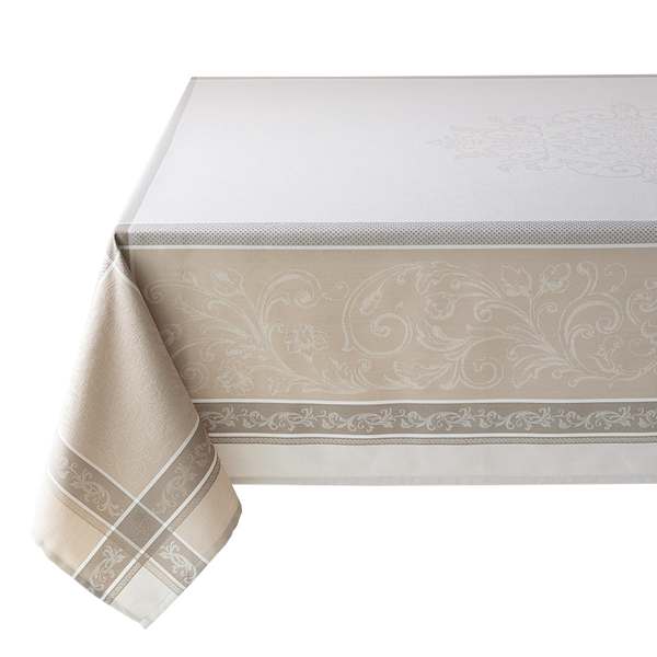Cassandra Natural Jacquard Tablecloth, 60x104