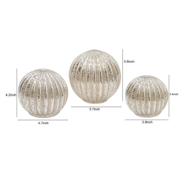 3-Pack LED Metallic Glass Sphere