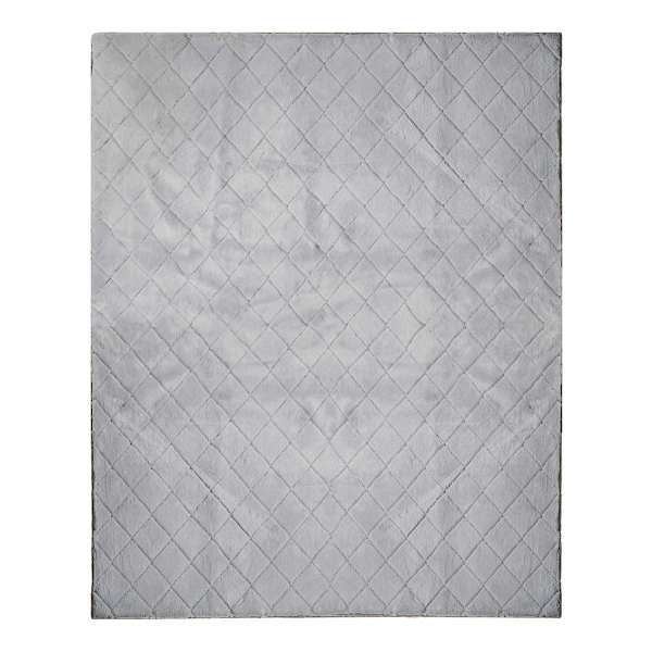 (C209) Grey Faux Rabbit Fur Area Rug, 8x10
