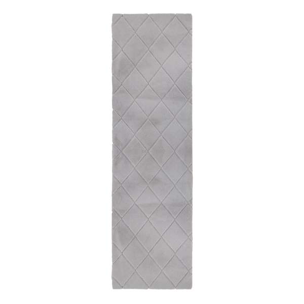 (C209) Grey Faux Rabbit Fur Runner, 2x7