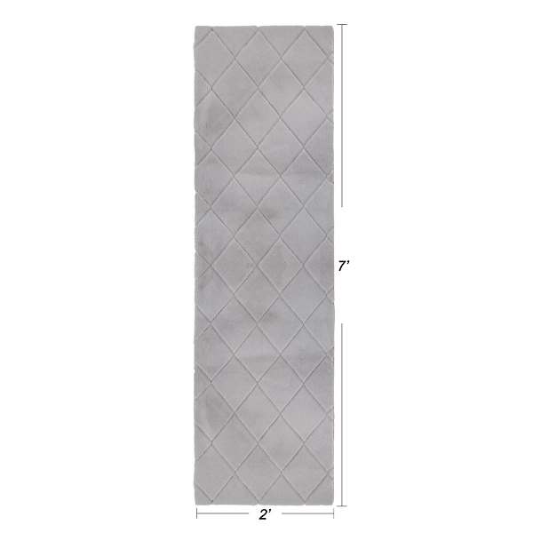 (C209) Grey Faux Rabbit Fur Runner, 2x7