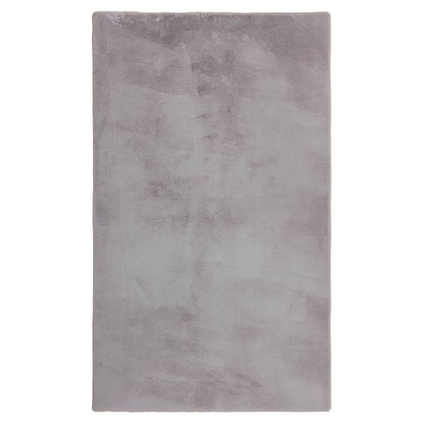 Silver Faux Rabbit Fur Accent Rug, 27x45