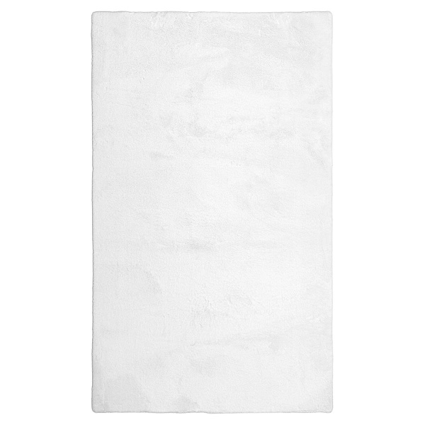 White Faux Rabbit Fur Accent Rug, 27x45