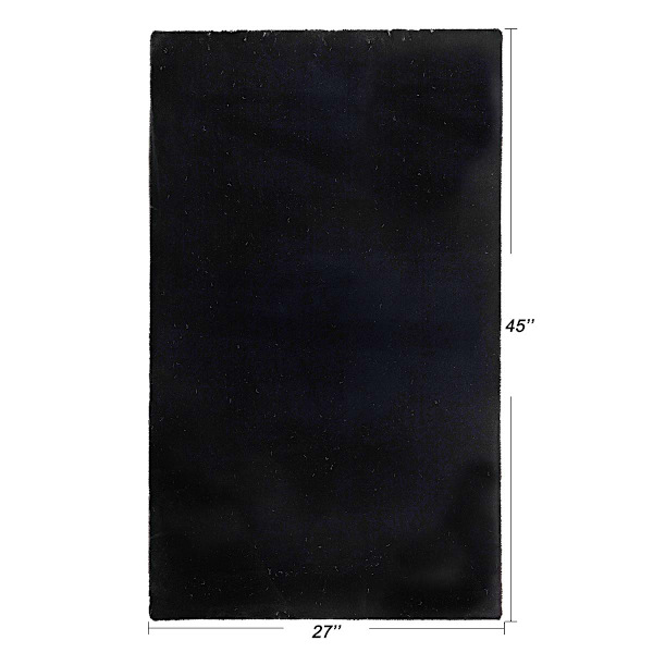Black Faux Rabbit Fur Accent Rug, 27x45