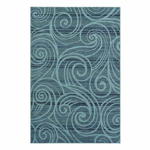 (E530) Magic Blue Wave Outdoor Accent Rug, 2x4
