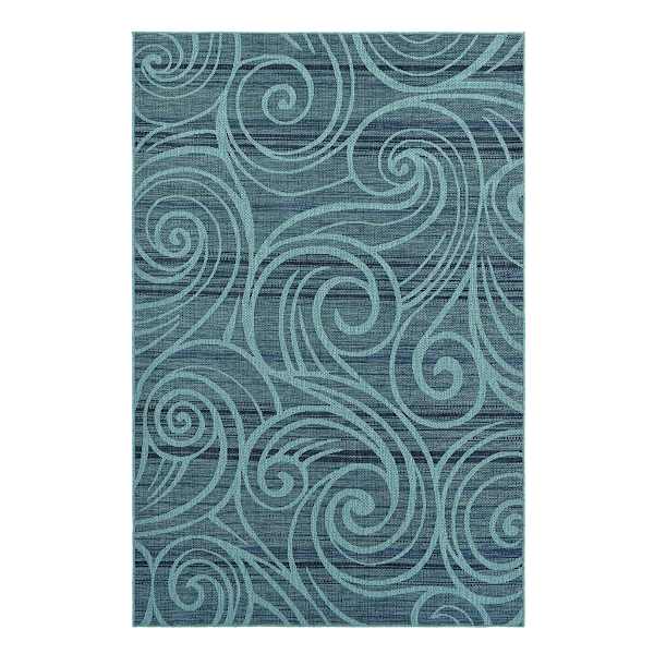 (E530) Magic Blue Wave Outdoor Accent Rug, 3x5