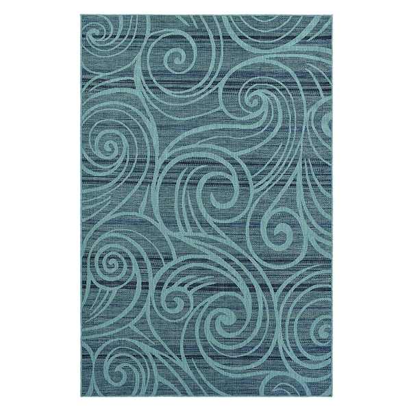 (E530) Magic Blue Wave Outdoor Area Rug, 5x7