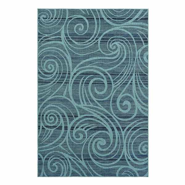 (E530) Magic Blue Wave Outdoor Area Rug, 8x10