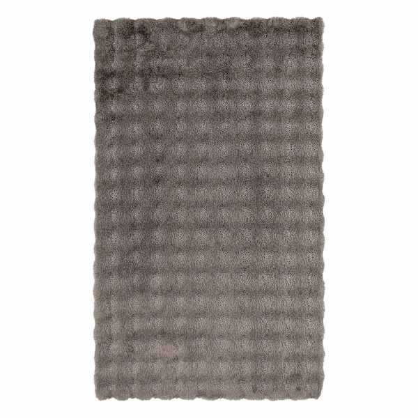 (B890) Crosby St. Grey Two-Tone Bebel Faux Fur Shag Accent Rug, 3x5