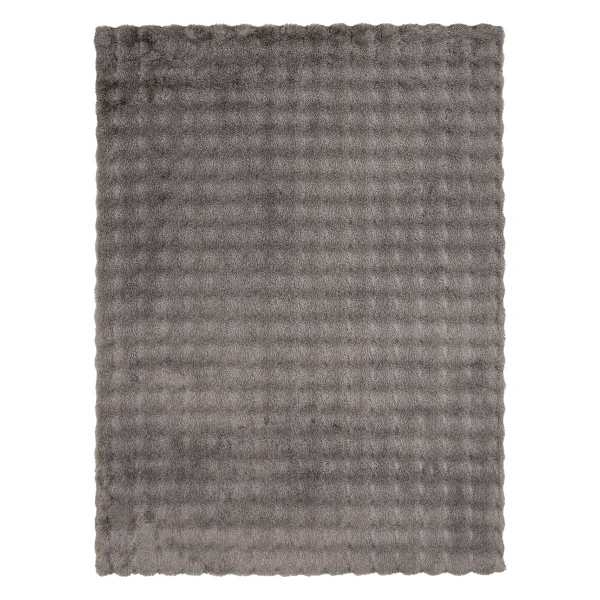 (B890) Crosby St. Grey Two-Tone Bebel Faux Fur Shag Area Rug, 5x7