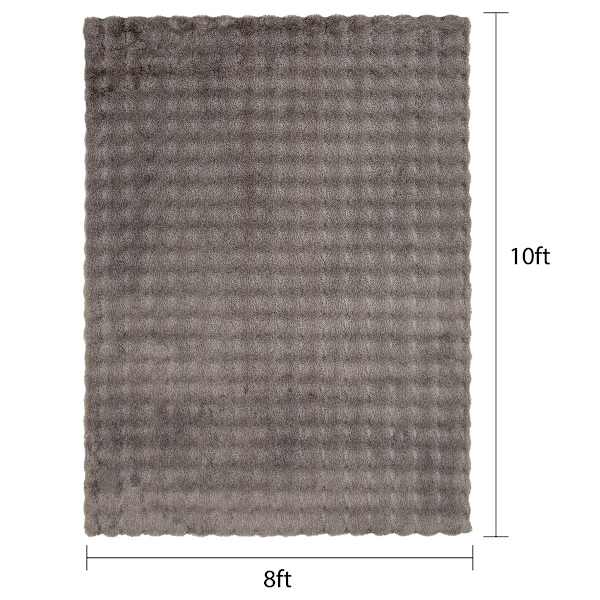 (B890) Crosby St. Grey Two-Tone Bebel Faux Fur Shag Area Rug, 8x10