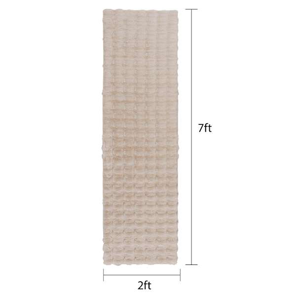 (B883) Crosby St. Beige Bebel Faux Fur Runner, 2x7