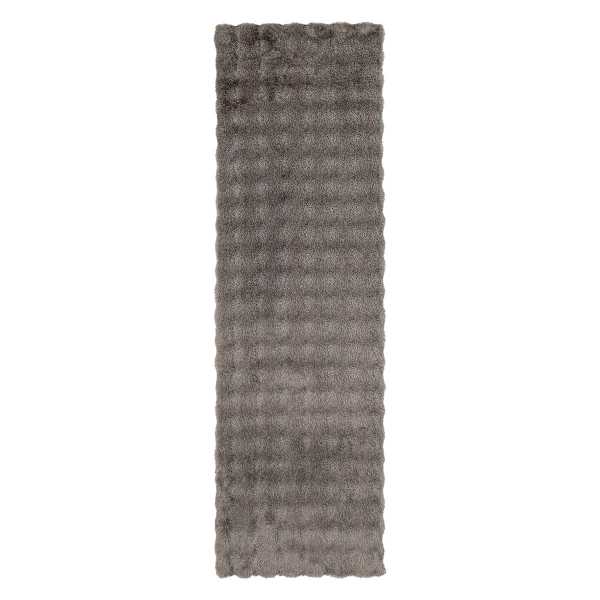 (B890) Crosby St. Grey Two-Tone Bebel Faux Fur Shag Runner, 2x7