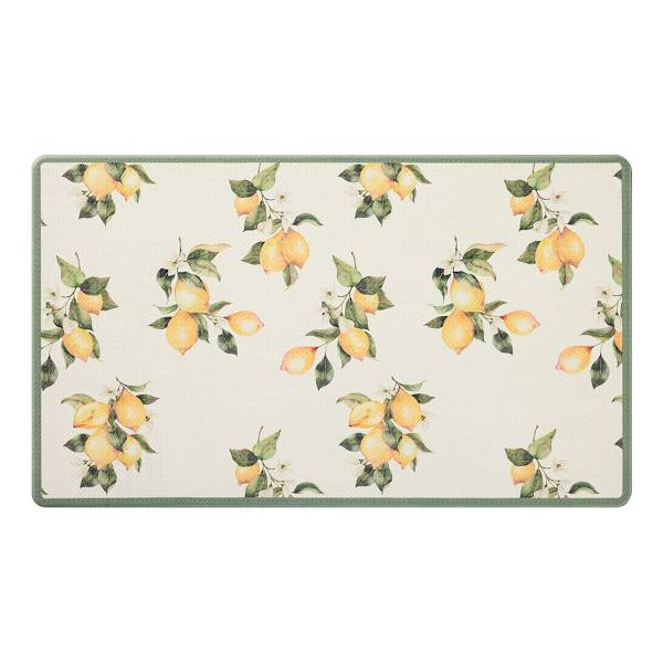 Yellow & White Kit Lemons Kitchen Mat, 18x30