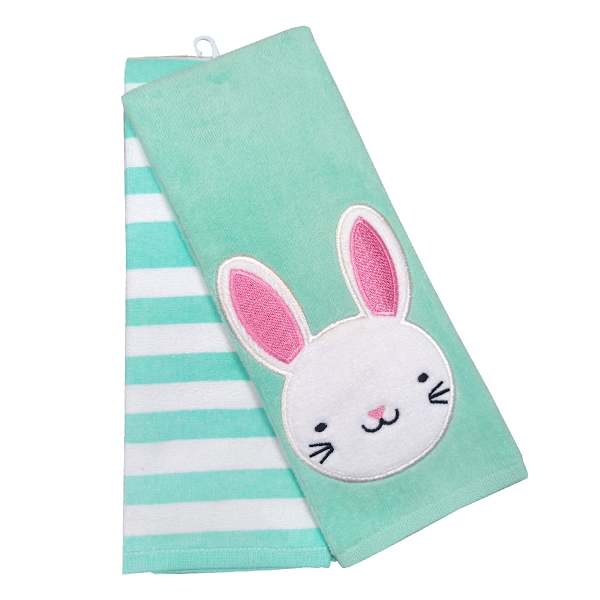 Bunny Brights 2-Pack Embroidered Easter Bunny Hand Towel Set