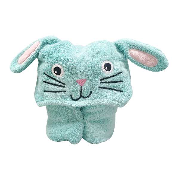 Bunny Brights Embroidered Blue Easter Bunny Hooded Cotton Towel