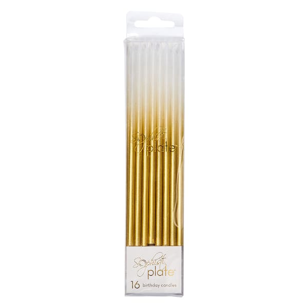 16-Count White & Gold Birthday Candles