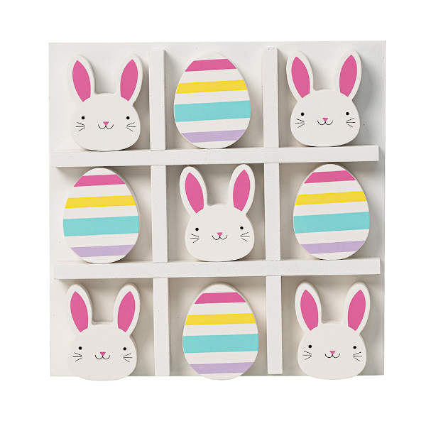 Bunny Brights Bunny & Egg Wooden Tic Tac Toe Game, 8"