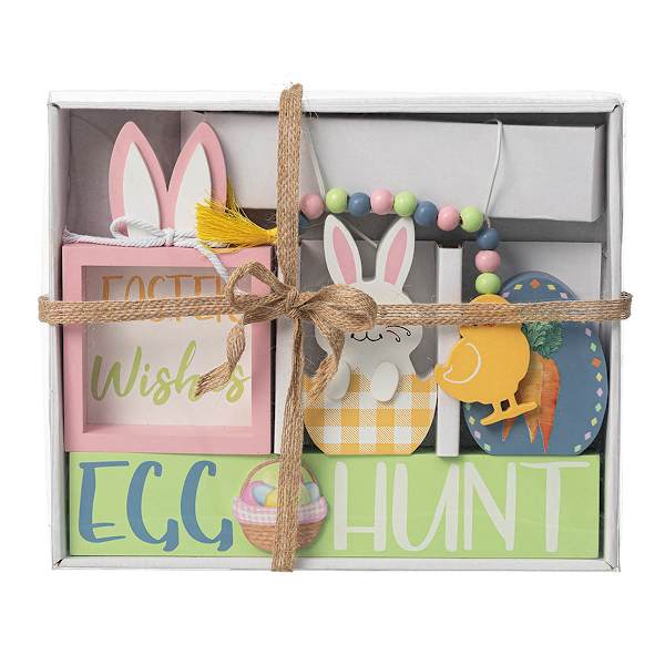 Homespun Easter 4-Piece Wooden Table Sign Set