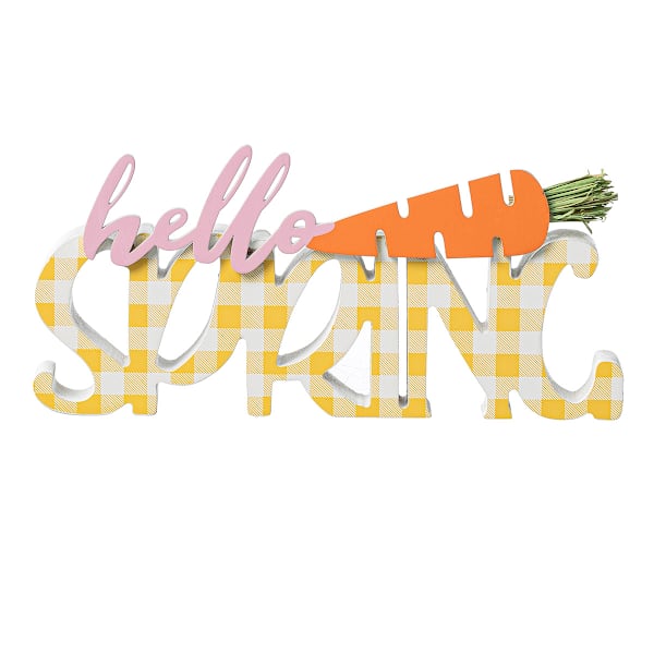 Homespun Easter Hello Spring Wooden Cutout Sign, 11"