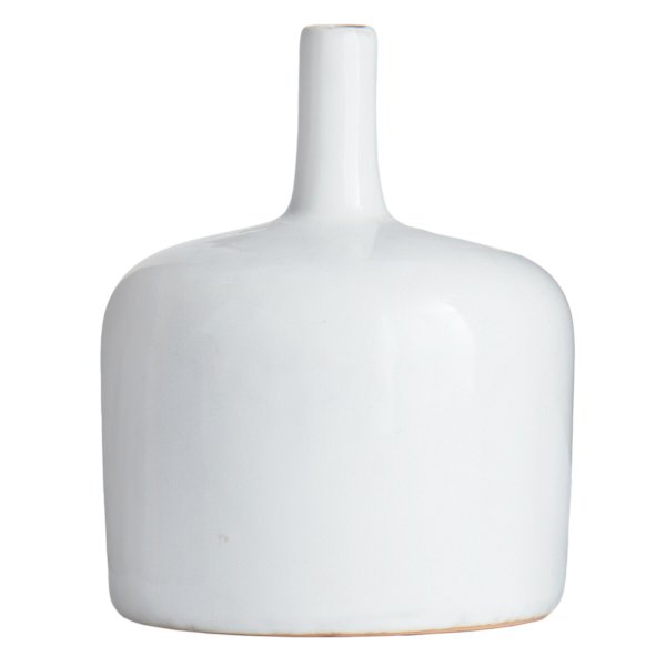 Honeybloom Emily White Ceramic Bottle Vase, 6"