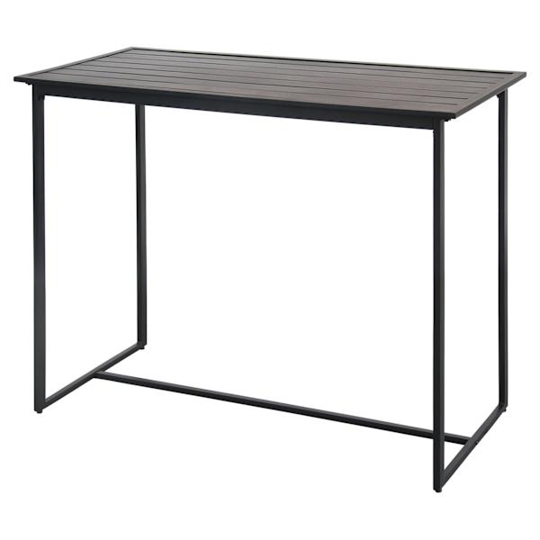 Grammercy Black Steel Slat Patio Bar Table, 60x25