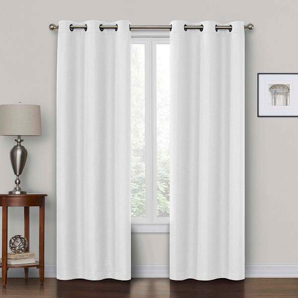 Rockwell White Blackout Grommet Curtain Panel, 84"