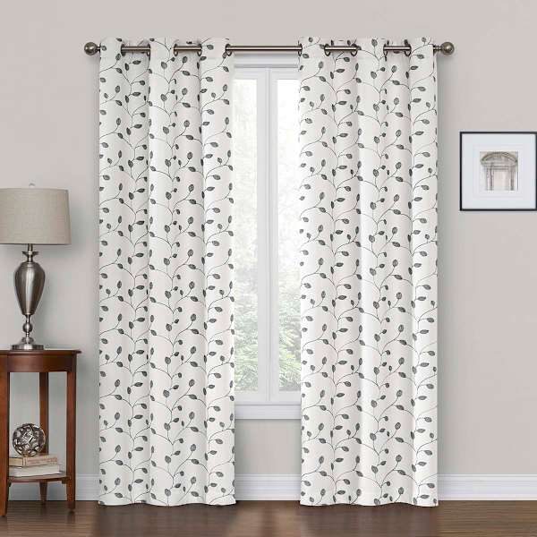 Rockwell White Embroidered Blackout Grommet Curtain Panel, 84"