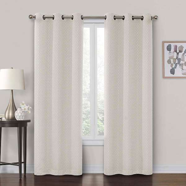 Crosby St. Sullivan Neutral Shrink Yarn Light Filtering Grommet Curtain Panel, 84"