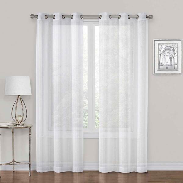 Whittier White Metallic Sheer Grommet Curtain Panel, 84"