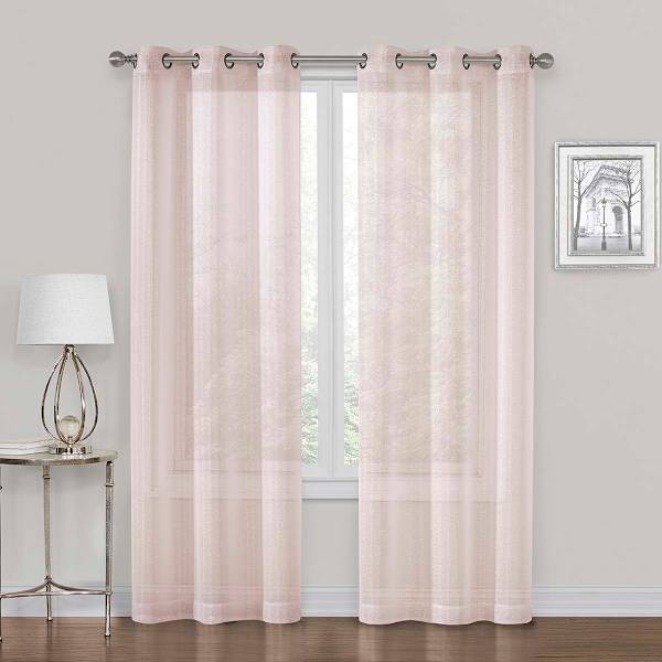 Whittier Blush Metallic Sheer Grommet Curtain Panel, 84"