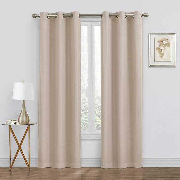 2-Pack Beige Blackout Grommet Curtain Panels, 84"