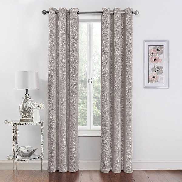 2-Pack Metallic Grey Blackout Grommet Curtain Panels, 63"