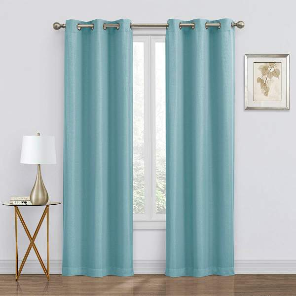 2-Pack Denver Aqua Blackout Grommet Curtain Panels, 84"
