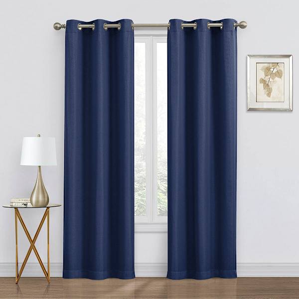 2-Pack Navy Blackout Grommet Curtain Panels, 95"
