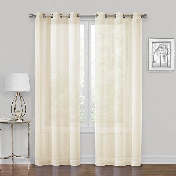 Whittier Beige Metallic Sheer Grommet Curtain Panel, 84"