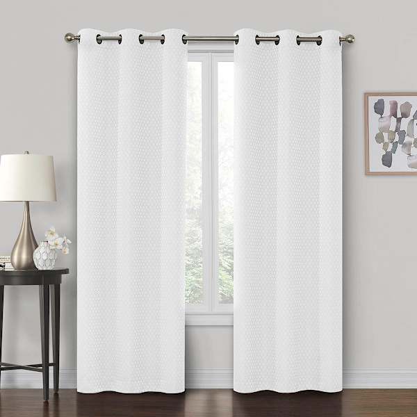 Crosby St. Sullivan White Shrink Yarn Light Filtering Grommet Curtain Panel, 84"