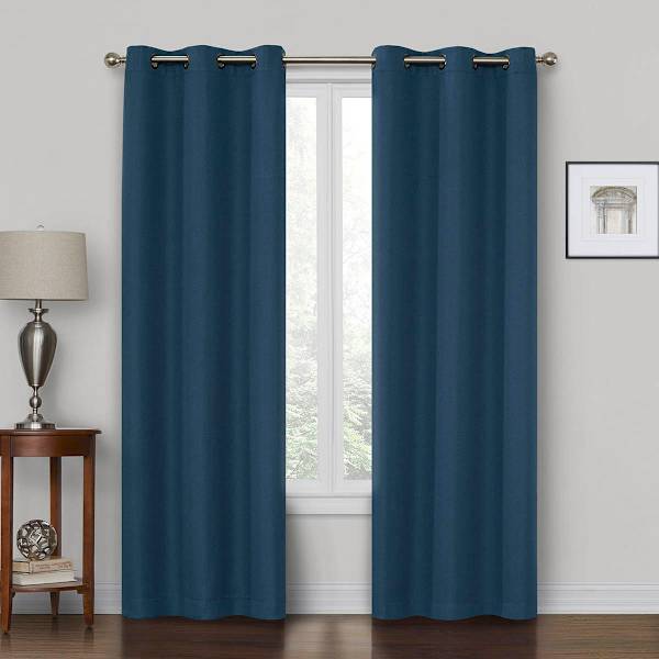Rockwell Navy Blue Blackout Grommet Curtain Panel, 63"