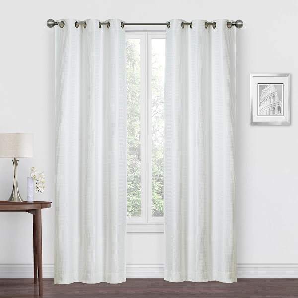 Morisson White Blackout Grommet Curtain Panel, 84"