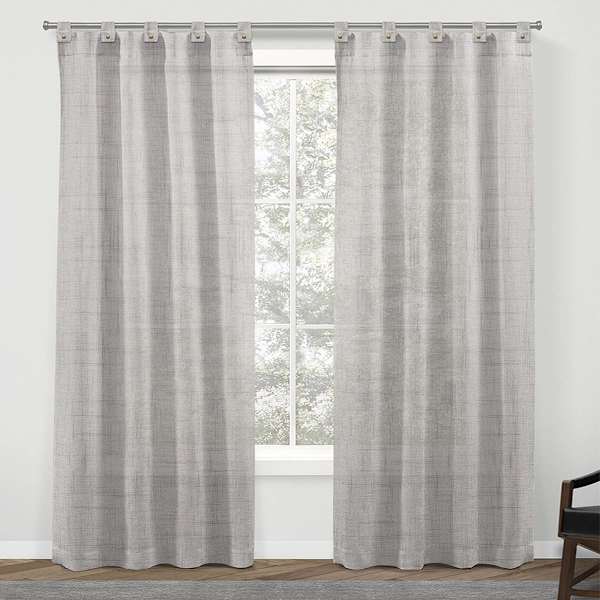 Honeybloom Skylar Grey Light Filtering Tab Top Curtain Panel, 84"