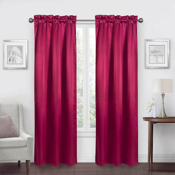 Jordan Red Satin Rod Pocket Light Filtering Curtain Panel, 84"